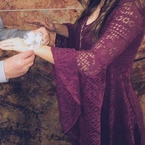 FREE PEOPLE beach collection maroon flowy dress